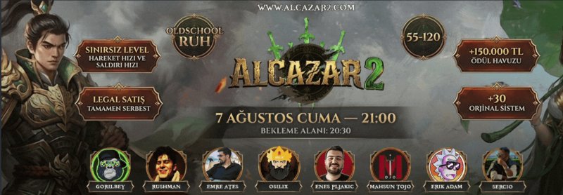 Alcazar2: 55-120 Orta Emek Sınırsız Level, 150.000 TL Ödül Havuzu ve Legal Satış İmkanıyla Efsane Başlangıç!