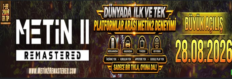 RemasTered Mt2: 1-99 Seviye, Tarayıcıdan Oynanabilen, 100.000 TL Ödüllü ve Legal Satış Destekli Metin2 Deneyimi